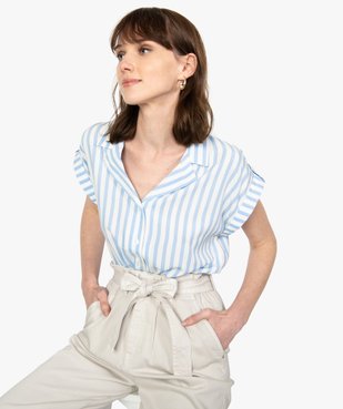 Chemise femme à manches courtes avec patte sur l'épaule vue1 - GEMO(FEMME PAP) - GEMO