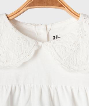 Tee-shirt manches longues ample à col Claudine en dentelle anglaise bébé fille vue3 - GEMO 4G BEBE - GEMO