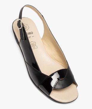 Sandales femme confort unies dessus cuir et détails vernis vue5 - GEMO (CONFORT) - GEMO