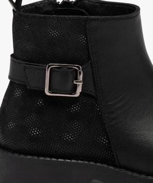 Boots fille dessus en cuir uni ajouré et à semelle crantée vue6 - GEMO (ENFANT) - GEMO
