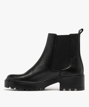 Boots femme dessus en cuir style Chelsea à semelle épaisse et crantée vue3 - 5 MILES - GEMO