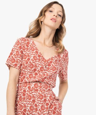 Combinaison pantalon femme imprimée à manches courtes vue2 - GEMO(FEMME PAP) - GEMO