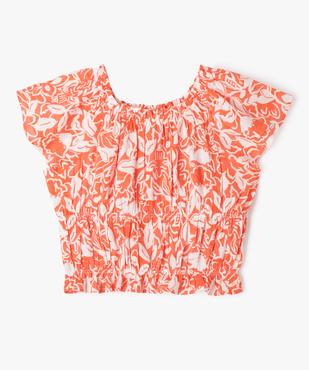 Blouse imprimée à manches courtes finitions froncées fille vue3 - GEMO 4G FILLE - GEMO