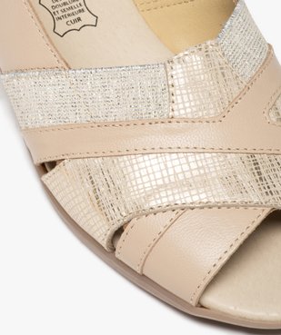 Sandales femme confort en cuir détails métallisés vue6 - GEMO 4G FEMME - GEMO