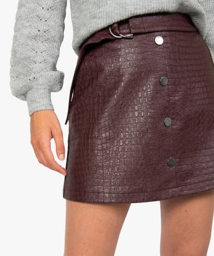 Jupe femme évasée en synthétique imitation cuir avec ceinture vue2 - GEMO(FEMME PAP) - GEMO