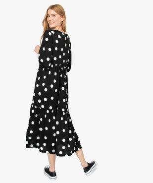Robe femme longue à motifs pois et manches 3/4 vue3 - GEMO(FEMME PAP) - GEMO