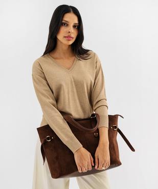 Pull col V en maille fine et pailletée femme vue1 - GEMO(FEMME PAP) - GEMO