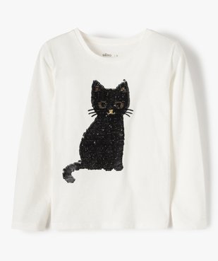Tee-shirt fille avec motifs en sequins brodés vue1 - GEMO (ENFANT) - GEMO