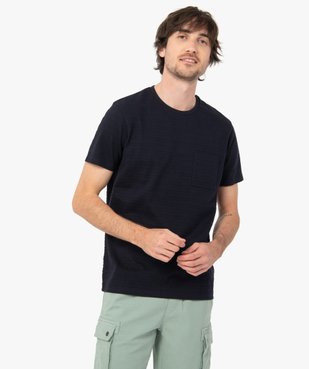 Tee-shirt homme à manches courtes uni à imprimé relief vue1 - GEMO (HOMME) - GEMO