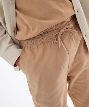 Pantalon en coton et lin à coupe jogger homme vue4 - GEMO (HOMME) - GEMO