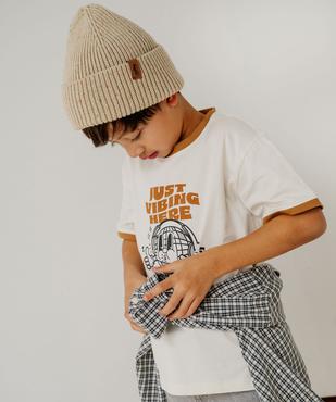 Tee-shirt manches courtes à motif et finitions contrastantes garçon vue1 - GEMO 4G GARCON - GEMO