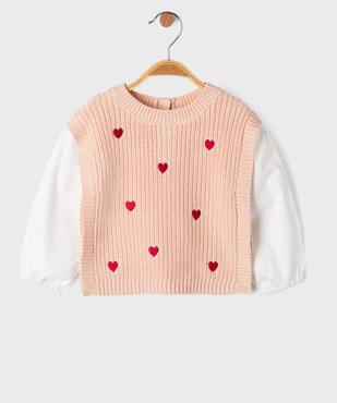 Pull avec manches chemise 2 en 1 bébé fille vue1 - GEMO 4G BEBE - GEMO