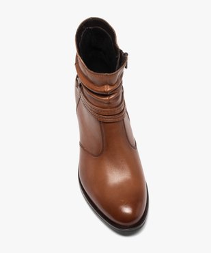 Boots femme à talon large et tige plissée en cuir vue5 - Nikesneakers (CASUAL) - Nikesneakers