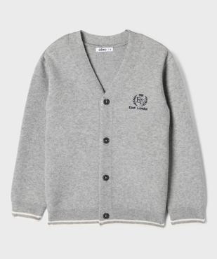 Gilet à col V avec finitions bicolores garçon vue1 - GEMO (ENFANT) - GEMO