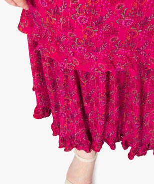 Jupe femme grande taille à motifs fleuris et rayures pailletées vue2 - GEMO (G TAILLE) - GEMO