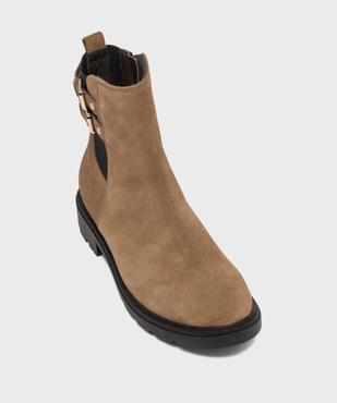 Boots dessus cuir suédé avec semelle crantée femme - Tanéo vue6 - TANEO - GEMO