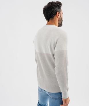 Pull en maille côtelée bicolore homme vue7 - GEMO 4G HOMME - GEMO