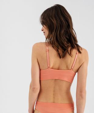 Brassière push-up en maille côtelée à fines bretelles vue2 - GEMO 4G FEMME - GEMO