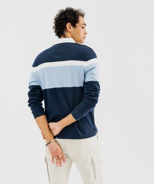 Polo à manches longues tricolore avec col chemise homme vue3 - GEMO 4G HOMME - GEMO