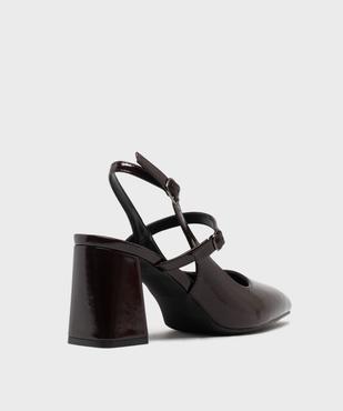 Escarpins sling-back vernis à bout pointu et talon large femme - Follow Me vue4 - FOLLOW ME - GEMO