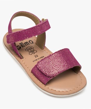 Sandales bébé fille en cuir pailleté brides à scratch vue5 - GEMO(BEBE DEBT) - GEMO