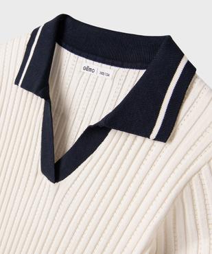 Pull à manches courtes avec col polo coupe courte fille vue2 - GEMO (JUNIOR) - GEMO