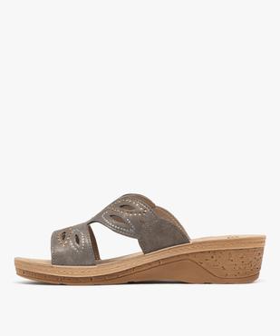 Mules confort à talon compensé et strass femme vue3 - G'FLEX - GEMO