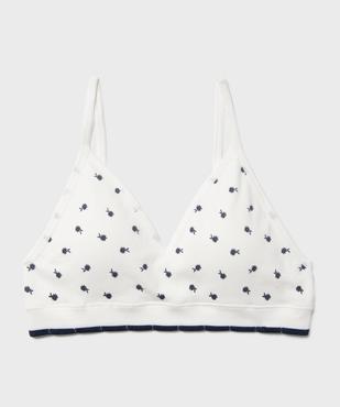 Brassière en maille côtelée à fines bretelles avec mousses amovibles fille vue1 - GEMO 4G FILLE - GEMO