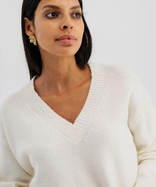 Pull col V en maille douillette femme vue2 - GEMO(FEMME PAP) - GEMO