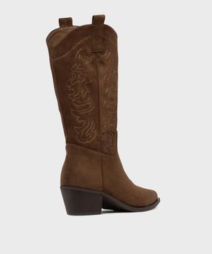 Bottes à talon cubain et bout pointu look santiag femme vue4 - SANS MARQUE - GEMO