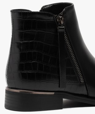 Boots femme unis à talon plat imitation croco vue6 - GEMO (CASUAL) - GEMO