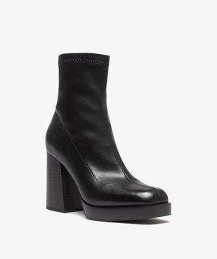 Boots femme unies à talon haut carré avec col stretch vue2 - GEMO(URBAIN) - GEMO