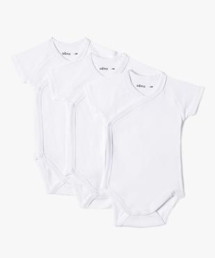 Bodies bébé unis à manches courtes et fermeture devant (lot de 3) vue1 - GEMO 4G BEBE - GEMO