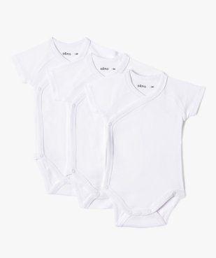 Bodies bébé unis à manches courtes et fermeture devant (lot de 3) vue1 - GEMO 4G BEBE - GEMO