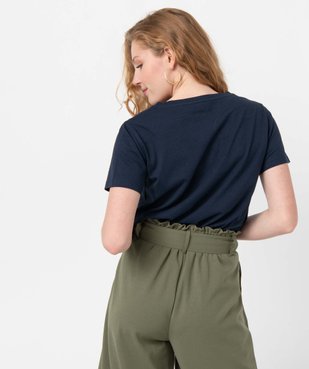 Tee-shirt femme à manches courtes avec col V vue3 - GEMO(FEMME PAP) - GEMO