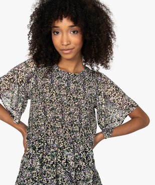 Robe femme à motifs fleuris et buste smocké vue2 - GEMO(FEMME PAP) - GEMO