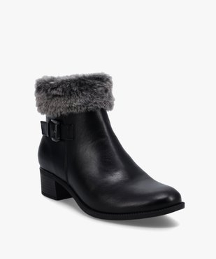 Boots fourrées femme à talon dessus uni élégant vue3 - GEMO (CASUAL) - GEMO