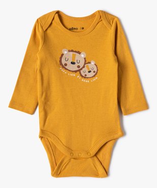 Body bébé garçon manches longues motifs lionceaux (lot de 3) vue3 - GEMO(BB COUCHE) - GEMO