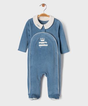 Pyjama en velours côtelé ouvert devant bébé garçon - LuluCastagnette vue1 - LULU CASTAGNETTE G4G D - GEMO
