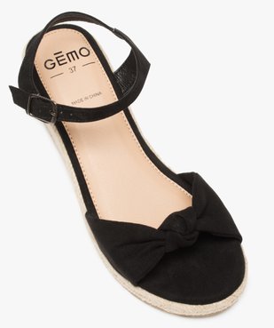 Sandales fille suédées à talon compensé en corde vue5 - GEMO (ENFANT) - GEMO