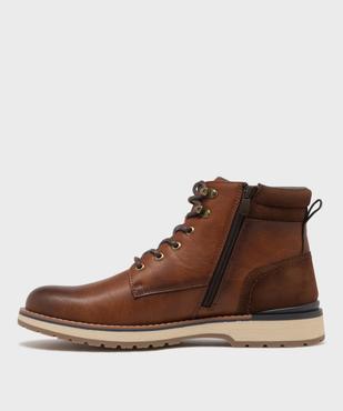 Boots multi-matières avec lacets et zip intérieur homme - Mario Baldano vue3 - MARIO BALDANO - GEMO