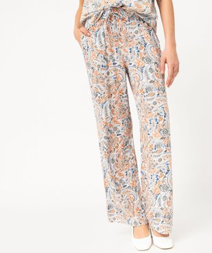 Pantalon fluide en viscose coupe large à motif cachemire femme vue1 - GEMO 4G FEMME - GEMO