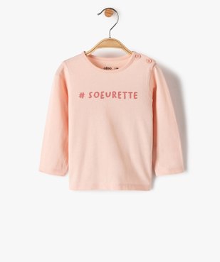 Tee-shirt bébé fille manches longues avec motifs et inscriptions vue1 - GEMO C4G BEBE - GEMO