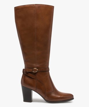 Bottes femme à talon dessus cuir et bride décorative vue1 - GEMO(URBAIN) - GEMO