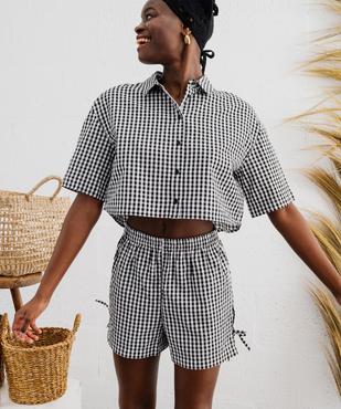 Chemise manches courtes coupe courte motif vichy femme vue8 - GEMO(FEMME PAP) - GEMO
