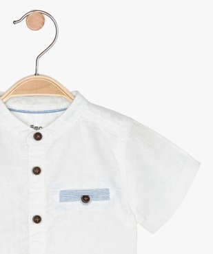 Chemise bébé garçon à col mao en lin et coton vue2 - Nikesneakers(BEBE DEBT) - Nikesneakers