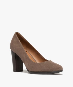 Escarpins femme en suédine unie et talon rainuré vue2 - GEMO(URBAIN) - GEMO