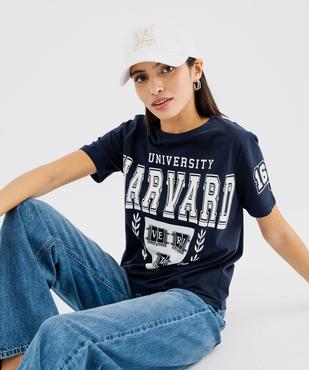 Tee-shirt manches courtes imprimé coupe courte femme - Harvard University vue1 - HARVARD - GEMO