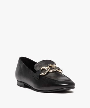 Mocassins femme en cuir avec bride chaînette vue2 - GEMO (CASUAL) - GEMO