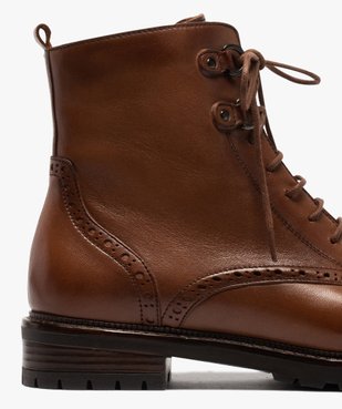 Boots femme à lacets dessus cuir à bordures fleuries vue6 - GEMO (CASUAL) - GEMO
